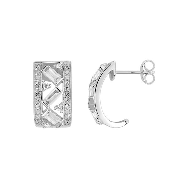 Boucles d'oreilles pendantes oxyde(s) de zirconium Or Blanc 375