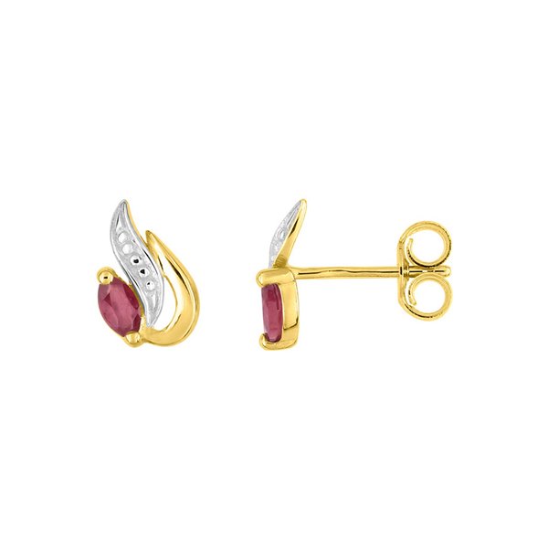 Boucles d'oreilles clou rubis Or Jaune 375 rhodiée