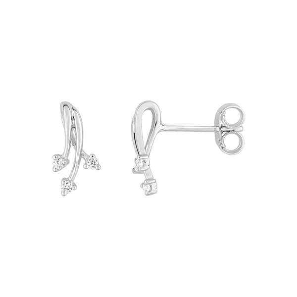 Boucles d'oreilles clou oxyde(s) de zirconium Or Blanc 375