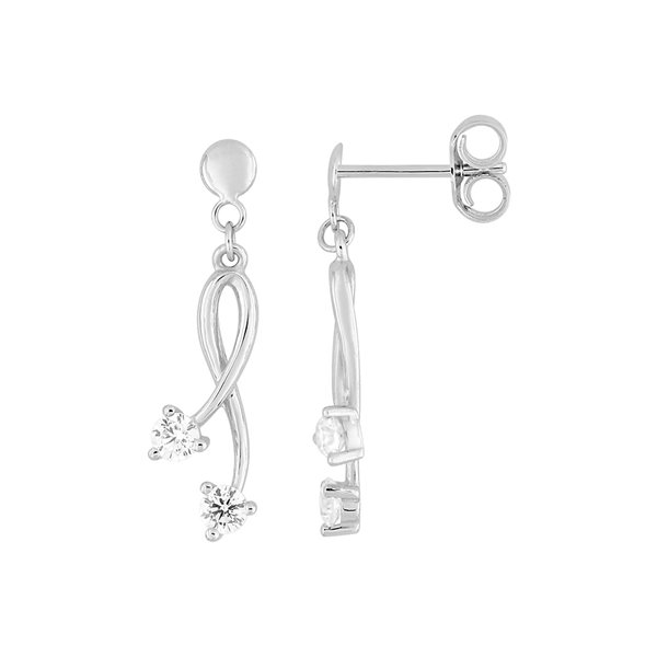 Boucles d'oreilles pendantes oxyde(s) de zirconium Or Blanc 375