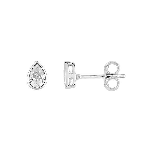 Boucles d'oreilles clou oxyde(s) de zirconium Or Blanc 375