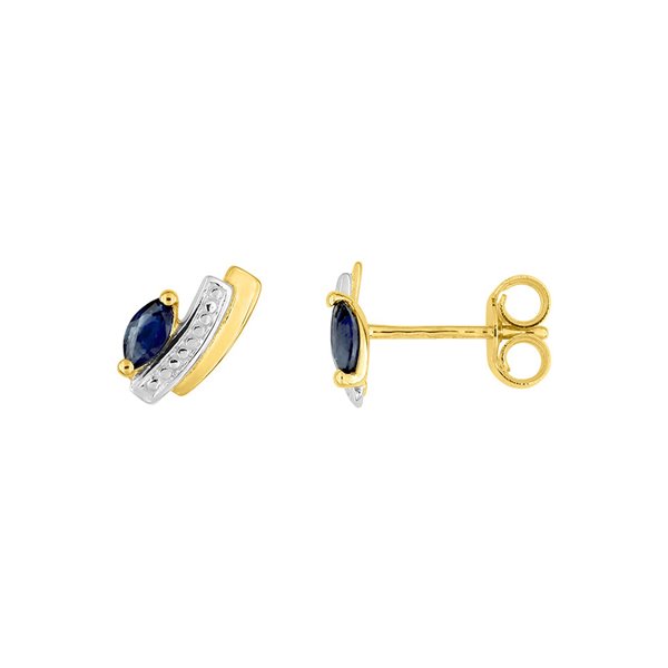 Boucles d'oreilles clou saphir Or Jaune 375 rhodiée