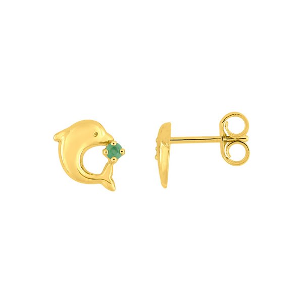 Boucles d'oreilles clou émeraude Or Jaune 375