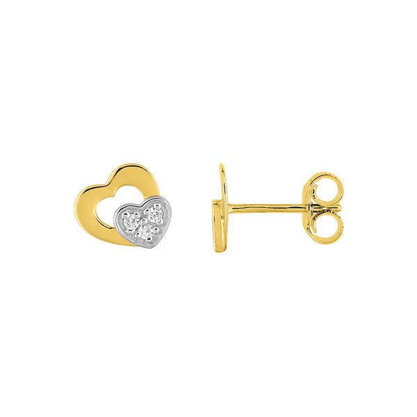 Boucles d'oreilles clou oxyde(s) de zirconium Or Jaune 375 rhodiée