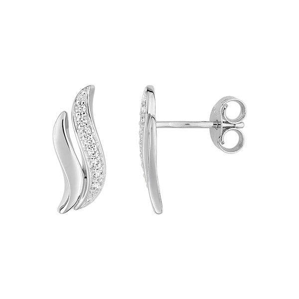 Boucles d'oreilles clou oxyde(s) de zirconium Or Blanc 375