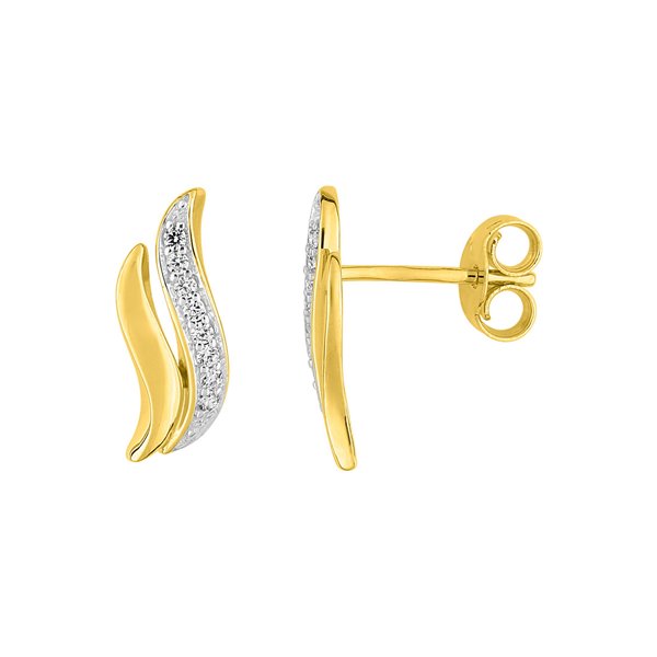 Boucles d'oreilles clou oxyde(s) de zirconium Or Jaune 375 rhodiée