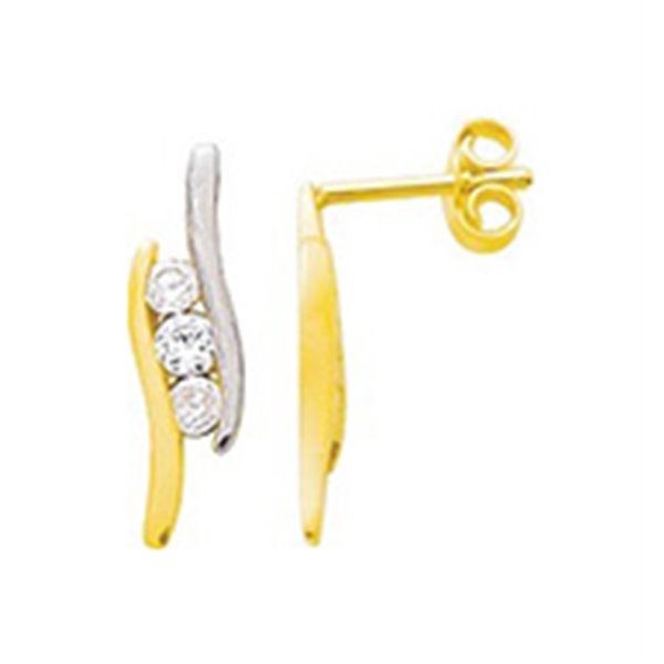 Boucles d'oreilles clou oxyde(s) de zirconium Or Jaune 375