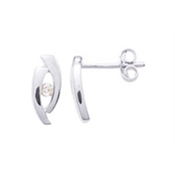 Boucles d'oreilles clou oxyde(s) de zirconium Or Blanc 375