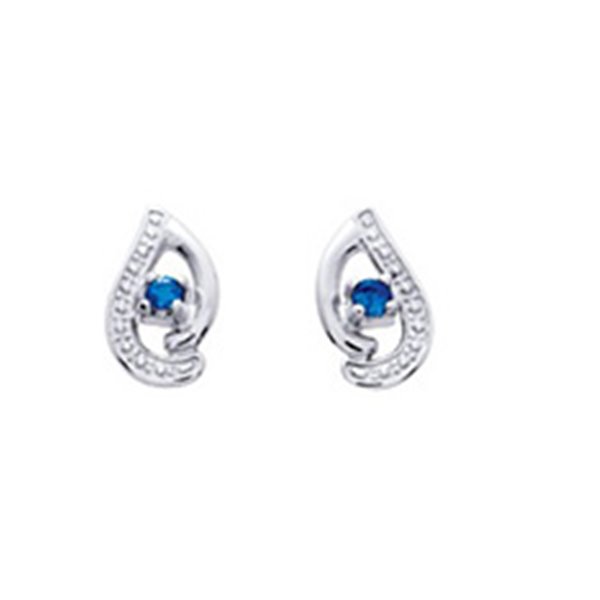 Boucles d'oreilles clou saphir Or Blanc 375