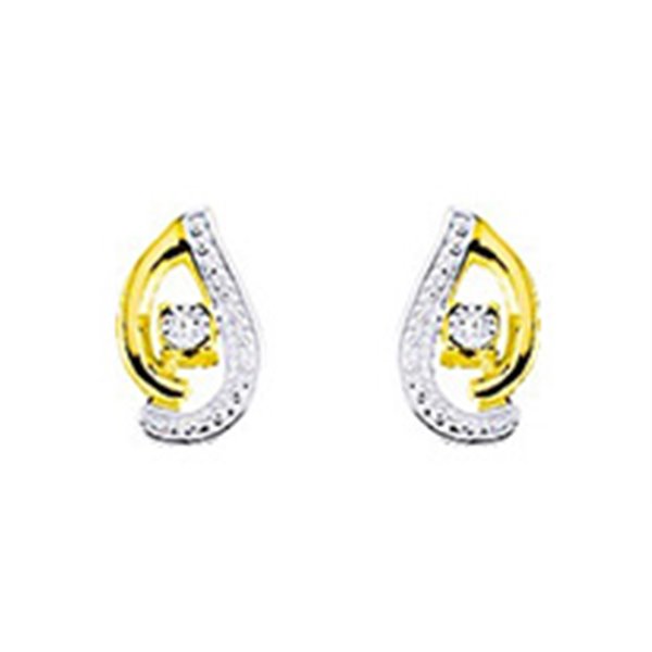 Boucles d'oreilles clou oxyde(s) de zirconium Or Jaune 375 rhodiée