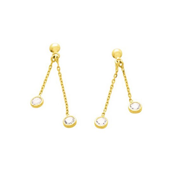 Boucles d'oreilles pendantes oxyde(s) de zirconium Or Jaune 375