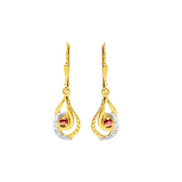 Boucles d'oreilles dormeuses rubis Or Jaune 375 rhodiée