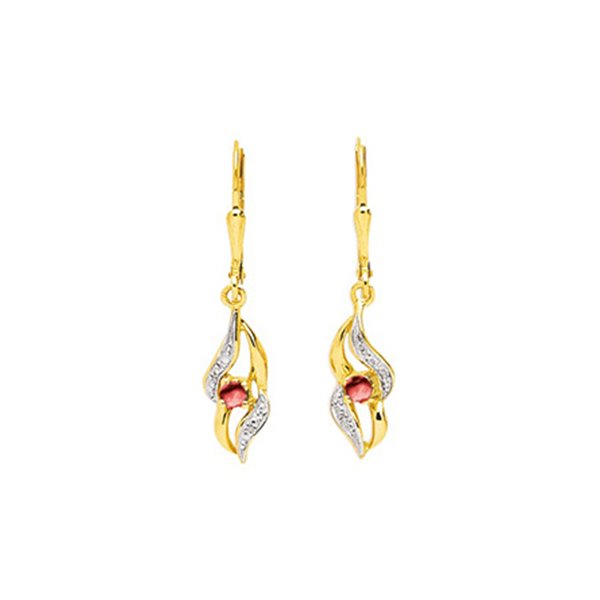 Boucles d'oreilles dormeuses rubis Or Jaune 375 rhodiée