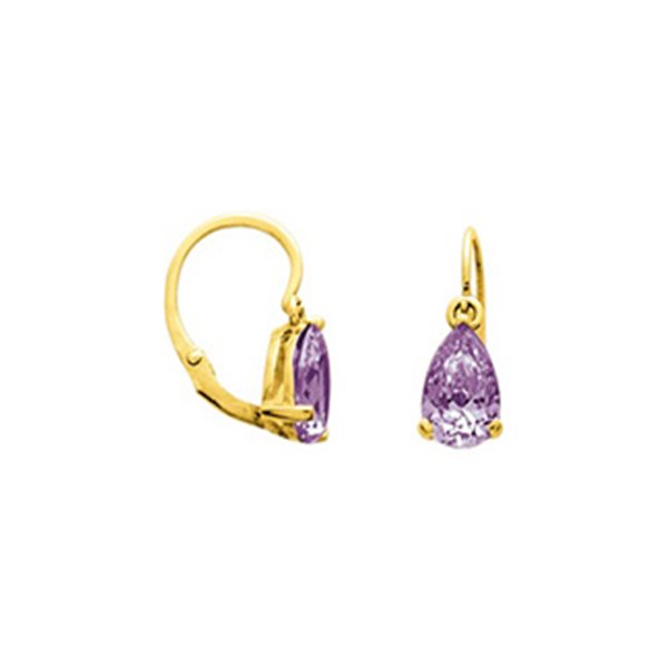 Boucles d'oreilles brisu Or Jaune 375 améthyste