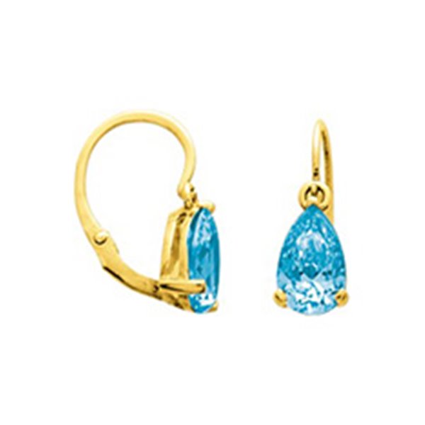 Boucles d'oreilles brisu topaze bleue traitée Or Jaune 375