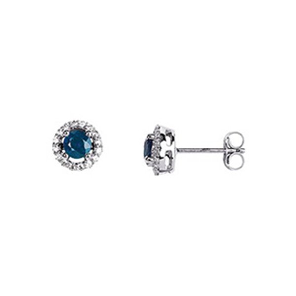 Boucles d'oreilles clou saphir oxyde(s) de zirconium Or Blanc 375