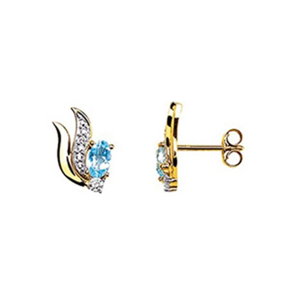 Boucles d'oreilles clou topaze bleue traitée Or Jaune 375