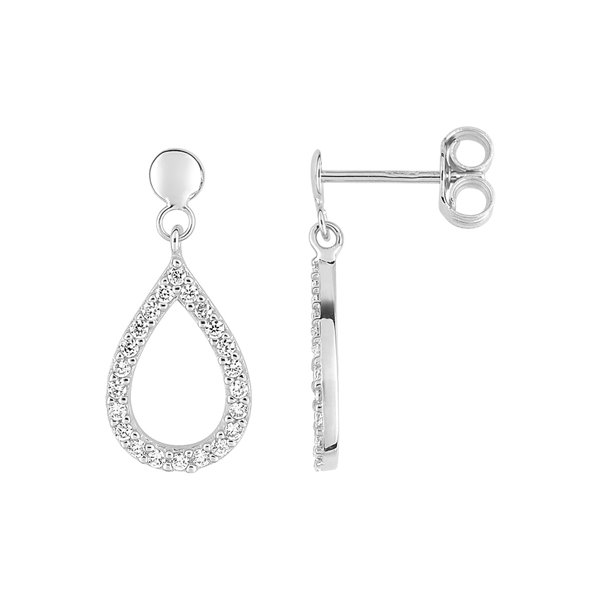 Boucles d'oreilles pendantes oxyde(s) de zirconium Or Blanc 375