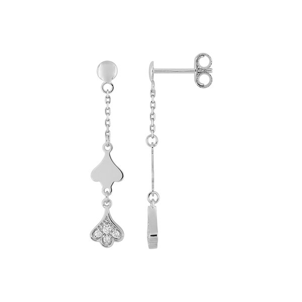 Boucles d'oreilles pendantes diamant 0.05ct Or Blanc 750