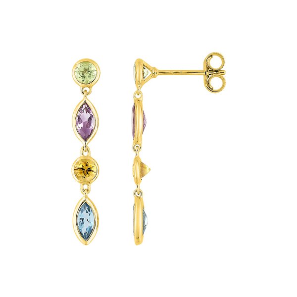 Boucles d'oreilles pendantes ampeci topaze bleue traitée Or Jaune 750