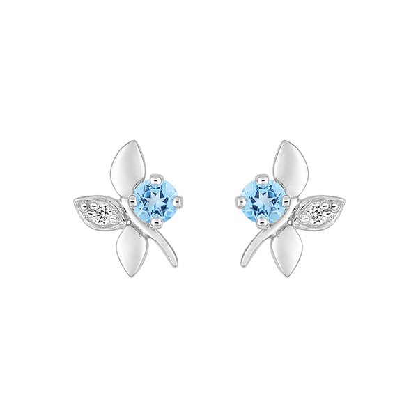 Boucles d'oreilles clou topaze bleue traitée oxyde(s) de zirconium Or Blanc 750