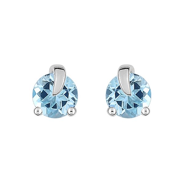 Boucles d'oreilles clou topaze bleue traitée Or Blanc 750