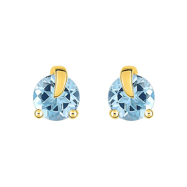 Boucles d'oreilles clou topaze bleue traitée Or Jaune 750