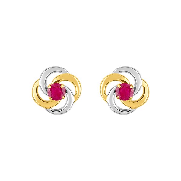 Boucles d'oreilles clou rubis Or Jaune 750 rhodiée