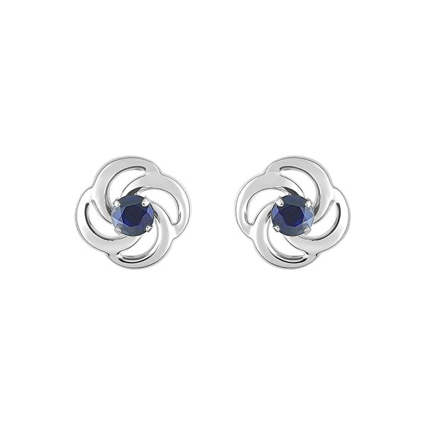 Boucles d'oreilles clou saphir Or Blanc 750