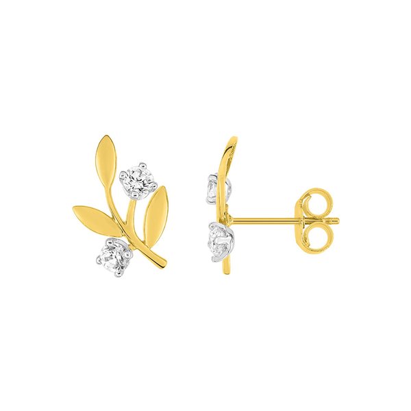 Boucles d'oreilles clou oxyde(s) de zirconium Or Jaune 750