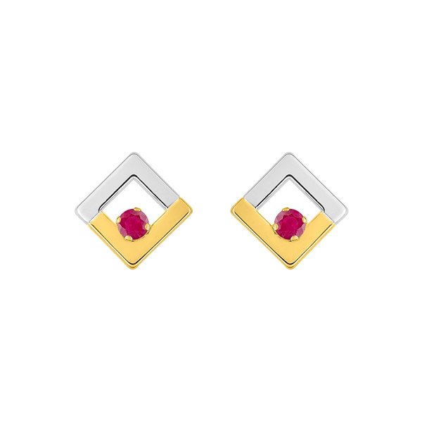 Boucles d'oreilles clou rubis Or Jaune 750 rhodiée