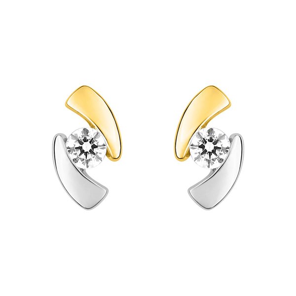 Boucles d'oreilles clou oxyde(s) de zirconium Or Jaune 750 rhodiée