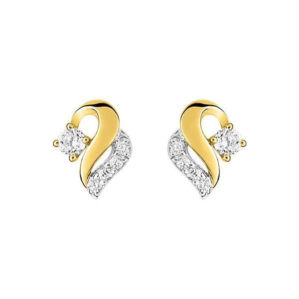 Boucles d'oreilles clou oxyde(s) de zirconium Or Jaune 750 rhodiée