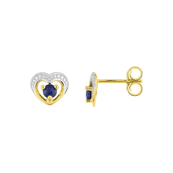 Boucles d'oreilles clou saphir Or Jaune 750 rhodiée