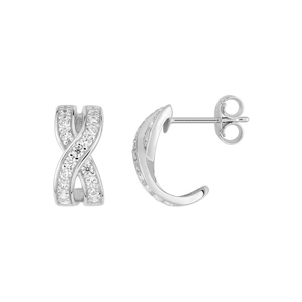 Boucles d'oreilles oxyde(s) de zirconium Or Blanc 750