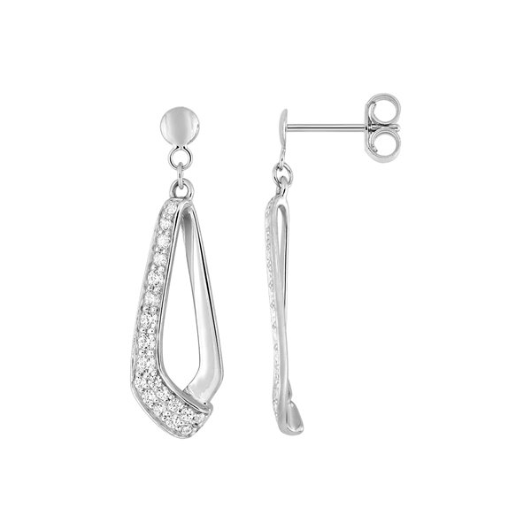 Boucles d'oreilles pendantes oxyde(s) de zirconium Or Blanc 750