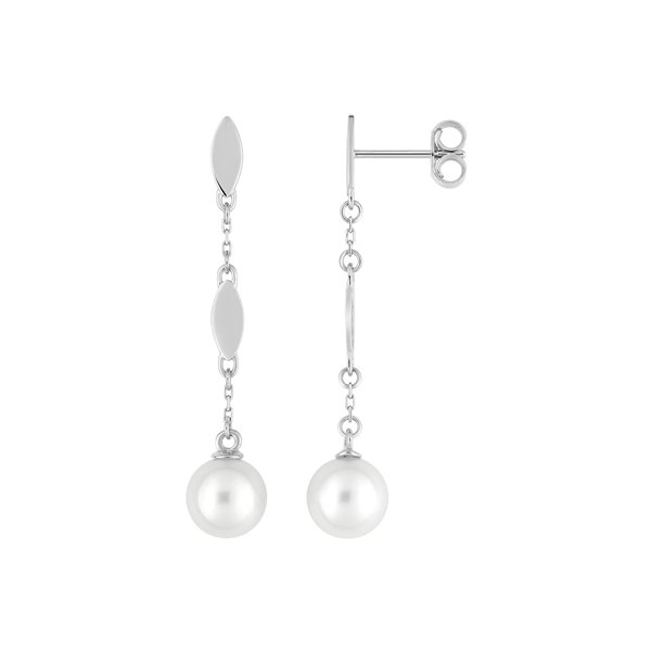 Boucles d'oreilles pendantes perle de culture d'eau douce Or Blanc 750