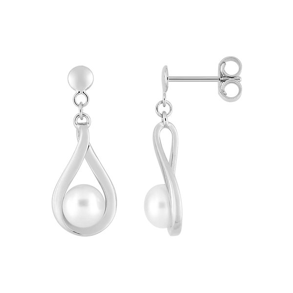 Boucles d'oreilles pendantes perle de culture d'eau douce Or Blanc 750