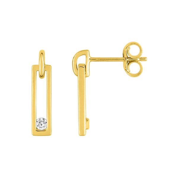 Boucles d'oreilles pendantes diamant 0.06ct Or Jaune 750