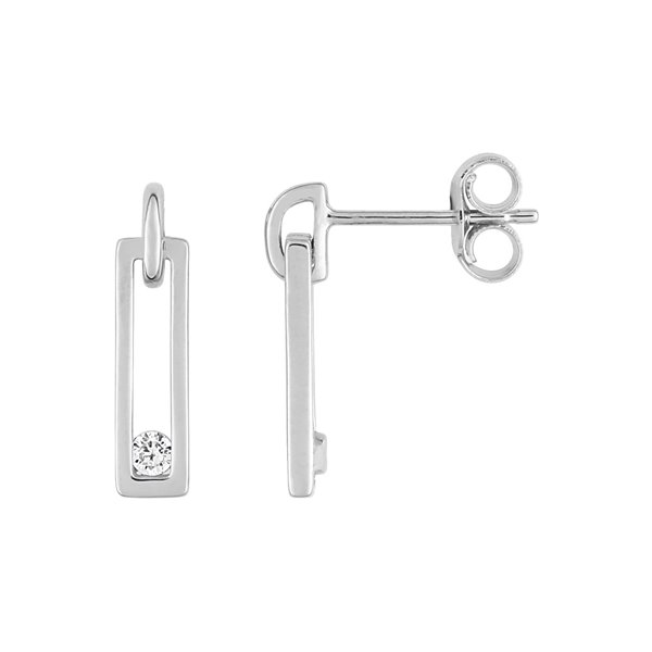 Boucles d'oreilles pendantes diamant 0.06ct Or Blanc 750