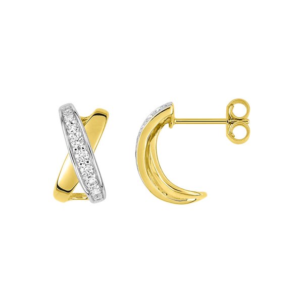 Boucles d'oreilles oxyde(s) de zirconium Or Jaune 750 rhodiée