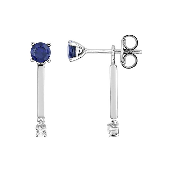 Boucles d'oreilles saphir oxyde(s) de zirconium Or Blanc 750