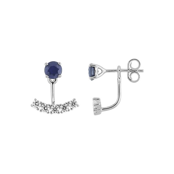 Boucles d'oreilles saphir oxyde(s) de zirconium Or Blanc 750