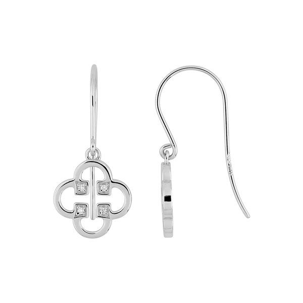 Boucles d'oreilles crochet diamant 0.02ct Or Blanc 750