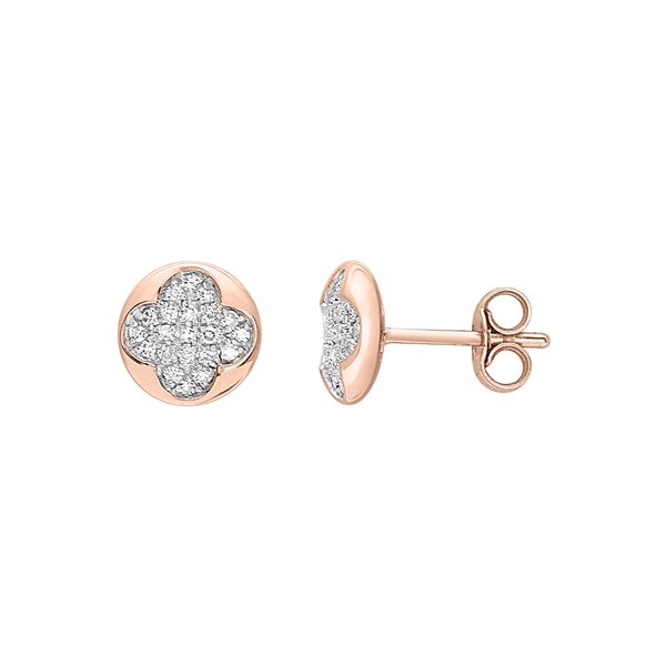 Boucles d'oreilles clou diamant 0.13ct Or Rose 750