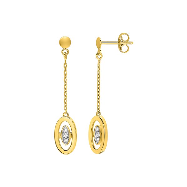 Boucles d'oreilles pendantes diamant 0.04ct Or 750 BI