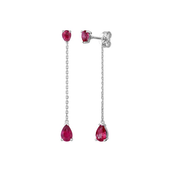 Boucles d'oreilles pendantes rubis Or Blanc 750