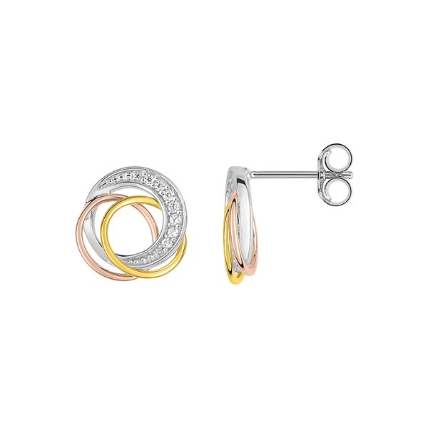 Boucles d'oreilles clou oxyde(s) de zirconium Or Jaune et blanc Or 750