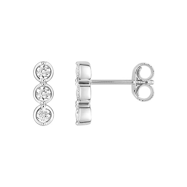 Boucles d'oreilles clou oxyde(s) de zirconium Or Blanc 750