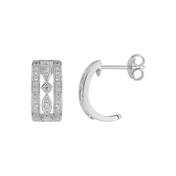 Boucles d'oreilles pendantes diamant 0.06ct Or Blanc 750